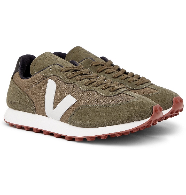 Photo: Veja - Rio Branco Leather and Rubber-Trimmed Hexamesh and Suede Sneakers - Green
