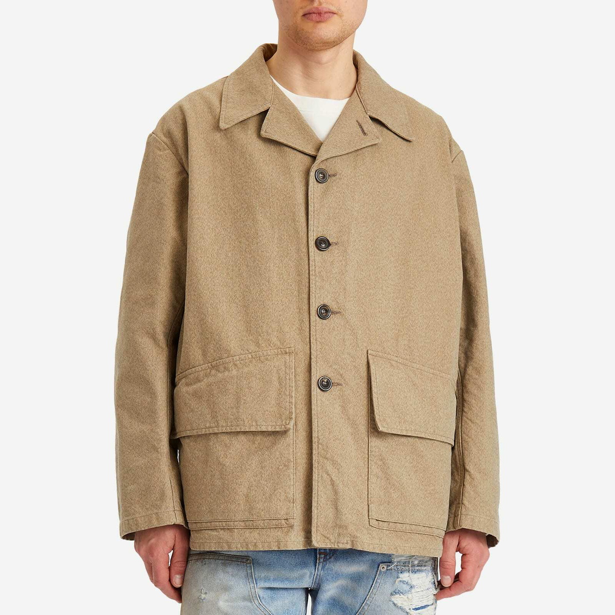 Maison Margiela Men's Cotton Chore Jacket in Sand Maison Margiela