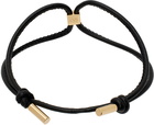 Valentino Garavani Black & Gold Rockstud Leather Bracelet