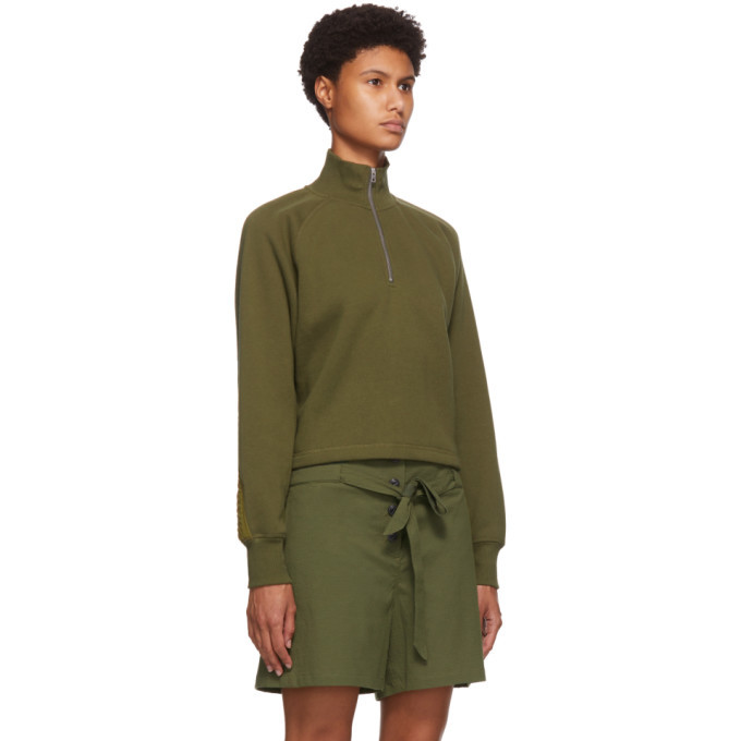 rag and bone Khaki Fleece Cut-Off Half-Zip Sweater Rag and Bone