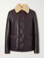 Officine Générale - Ilan Shearling-Lined Leather Jacket - Brown