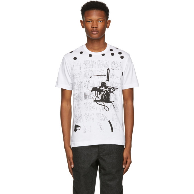 Photo: Comme des Garcons Shirt White and Black Basquiat Print T-Shirt