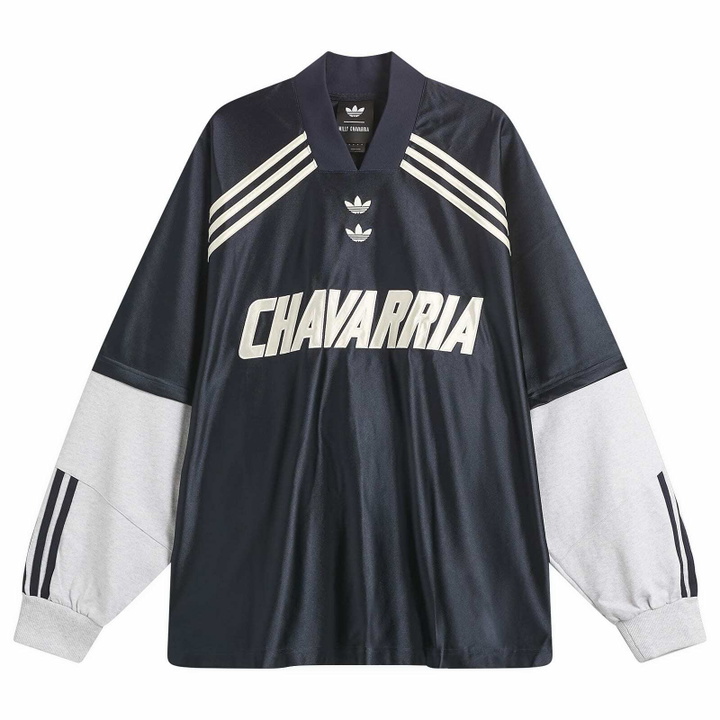 Photo: Adidas x Willy Chavarria Long Sleeve Jersey Top in Legend Ink/Light Grey Heather