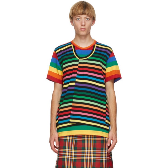 Photo: Comme des Garcons Homme Plus Multicolor Horizontal Stripe T-Shirt