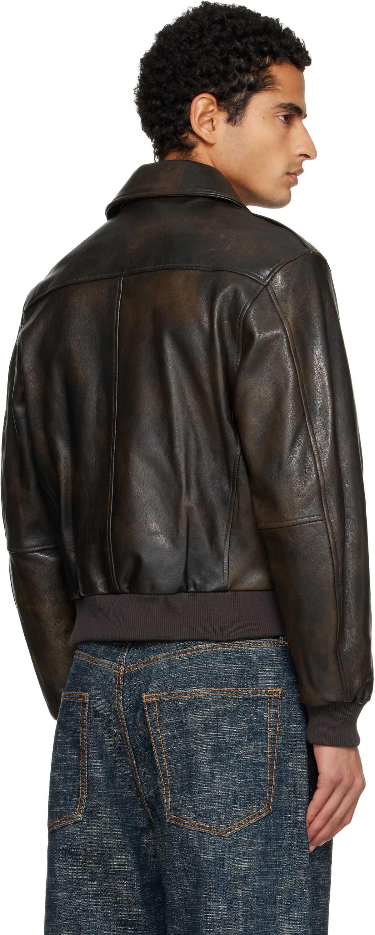 TONYWACK Brown Aviator Goat Leather Jacket