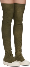 Rick Owens DRKSHDW Khaki Porterville High Sock Sneaks Tall Boots