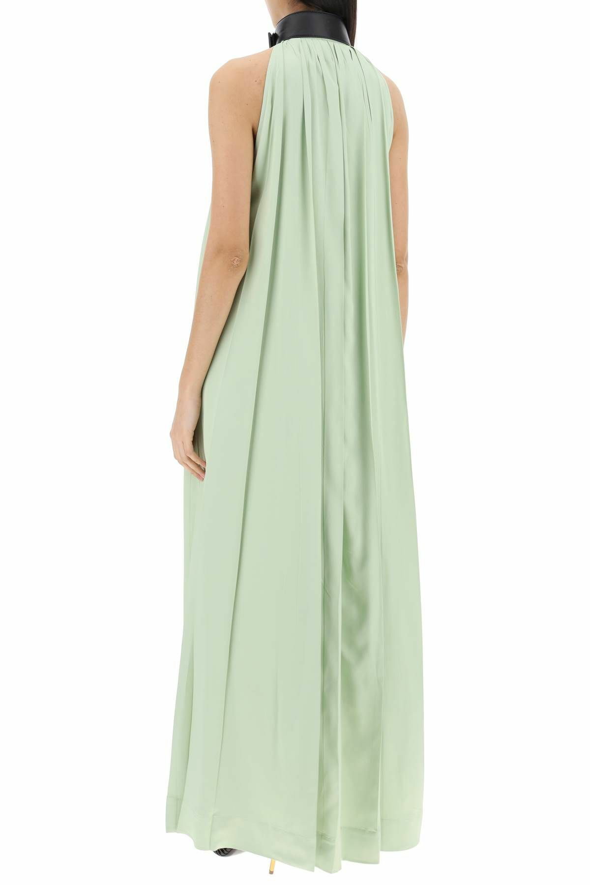 Near Mint ☆ Salvatore Ferragamo dress FERRAGAMO maxi dress with leather buckle detail Green
