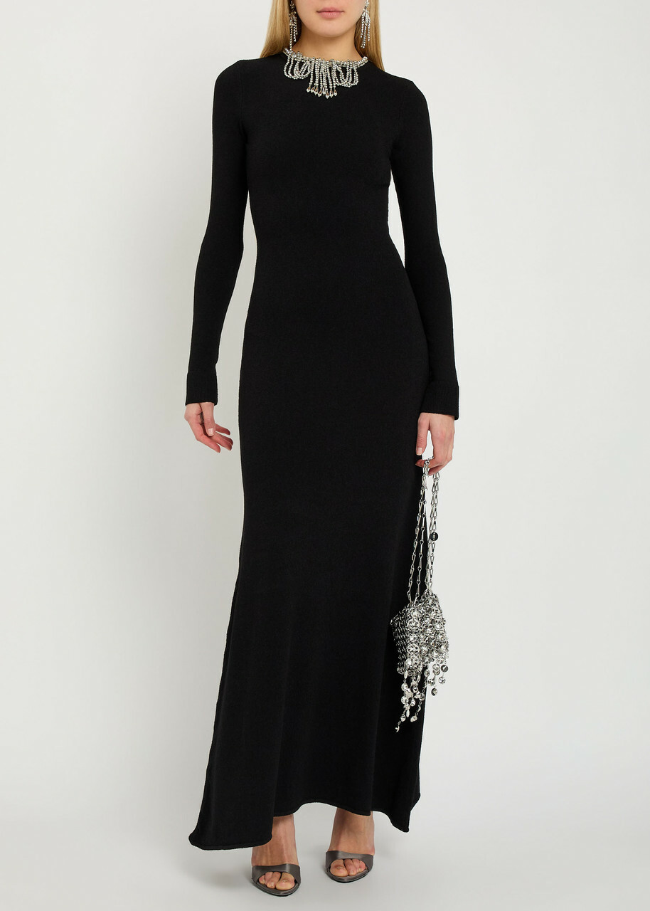 Rabanne Embellished Open-back Gown Black