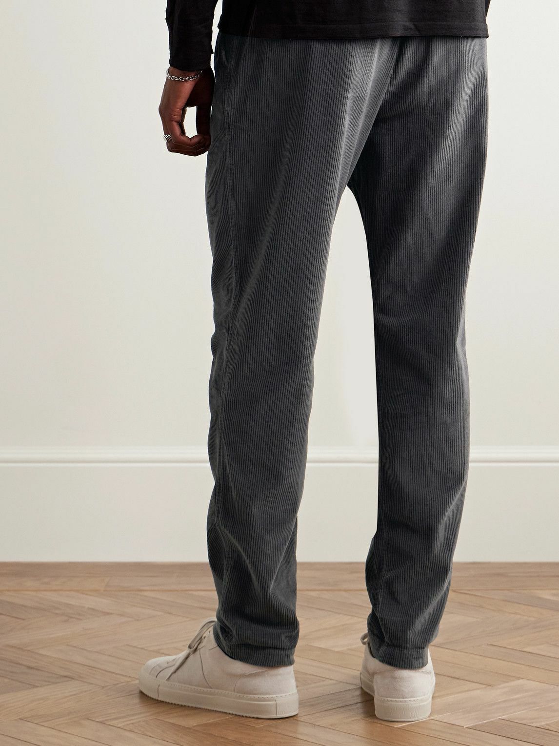 James Perse - Slim-Fit Garment-Dyed Cotton-Blend Corduroy Chinos - Gray