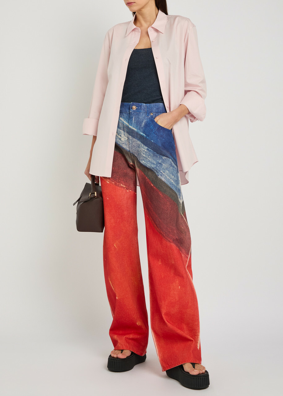 Gabriela Hearst Amoret Printed Barrel-leg Denim Jeans Red