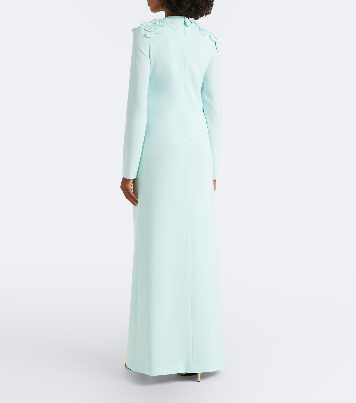 Costarellos Verana embellished floral-appliqué crêpe gown