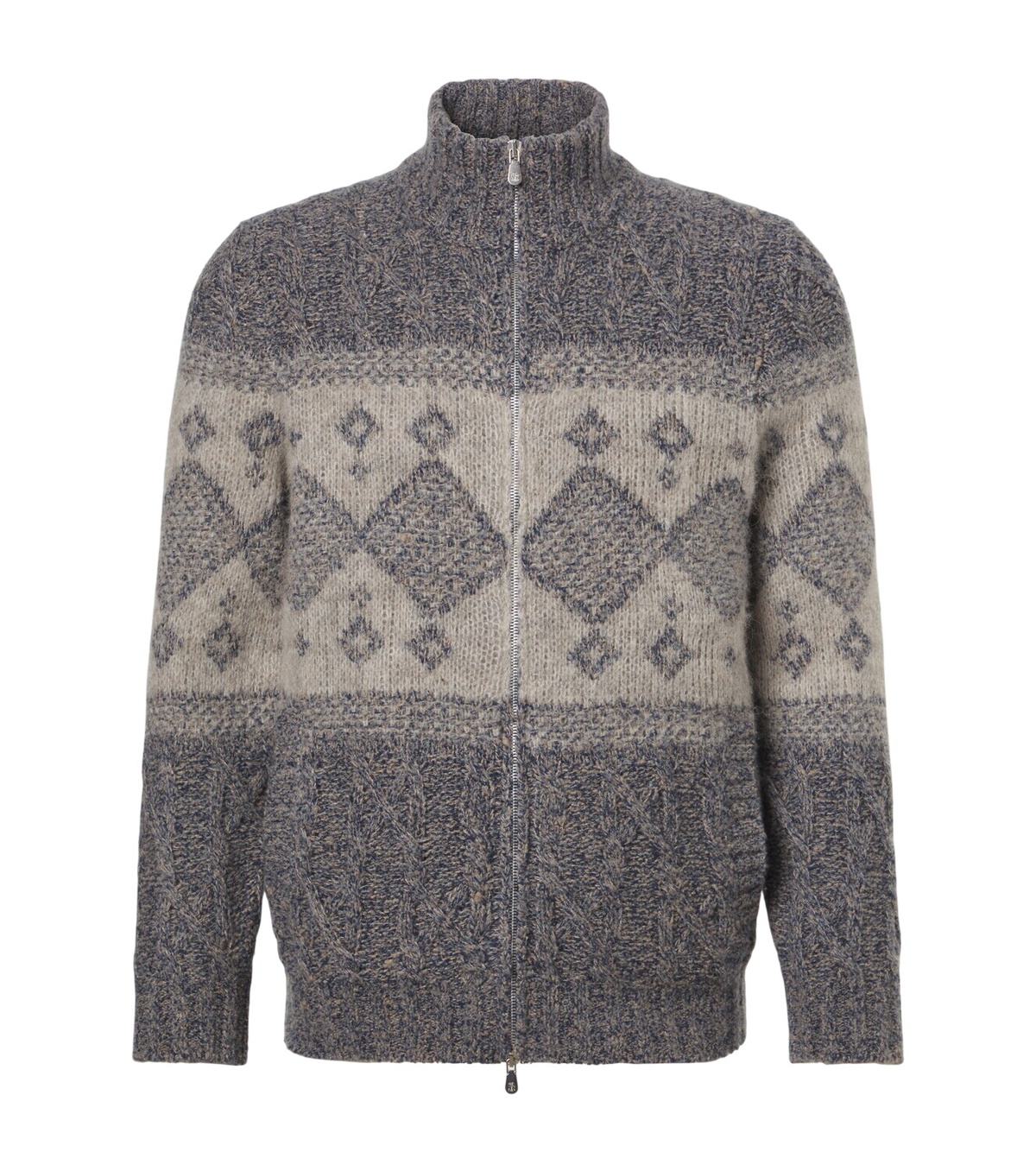Brunello Cucinelli - Jacquard-Knit Cashmere Zip-Up Cardigan