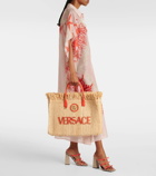 Versace La Medusa leather-trimmed straw tote bag