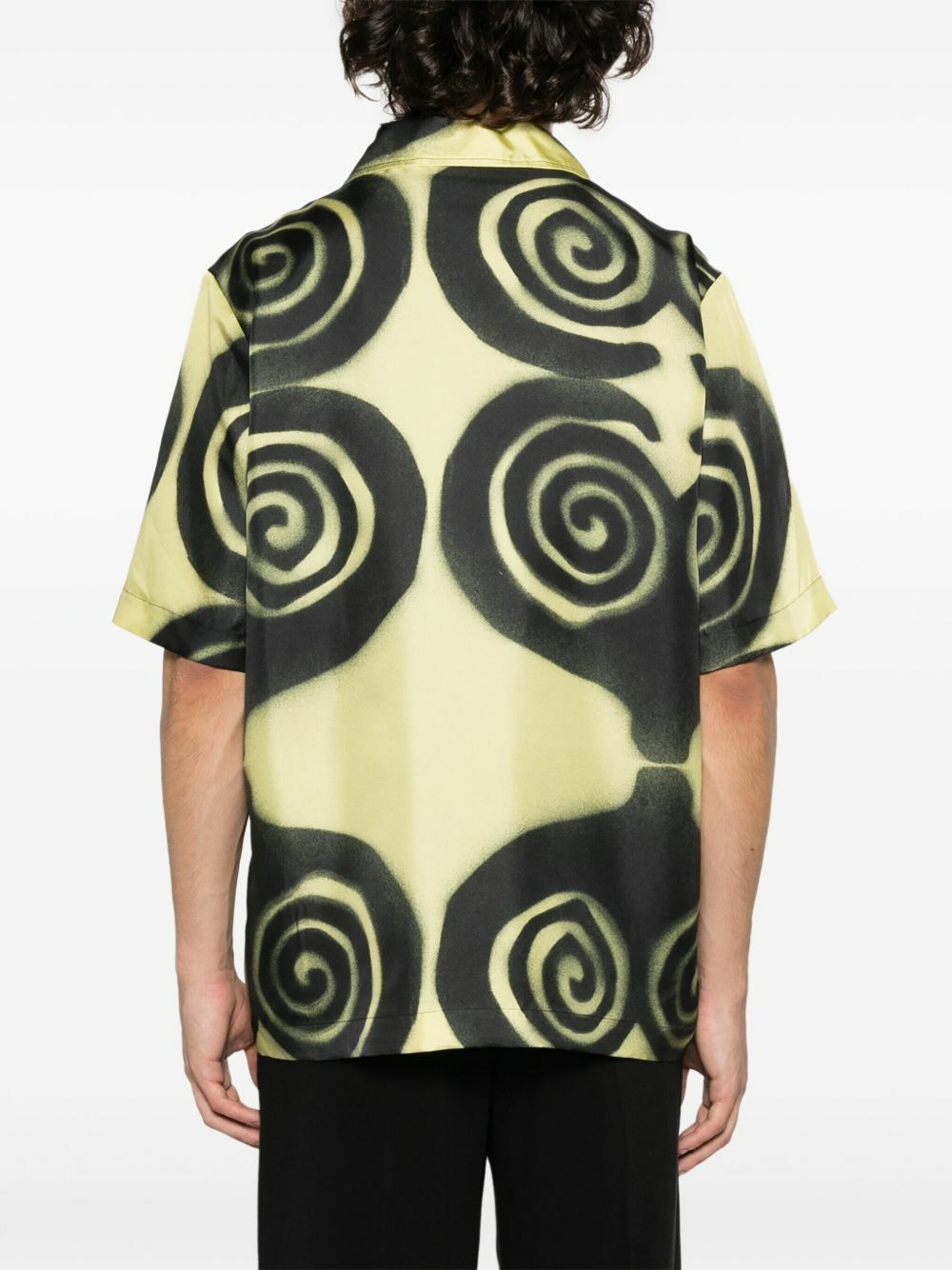 Nanushka Yellow Graphic-Print Silk Shirt