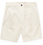 Drake's - Pleated Linen Shorts - White