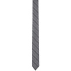 Thom Browne Grey Wool Stripe Classic Tie