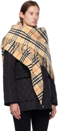 Burberry Beige Check Wool Cashmere Cape