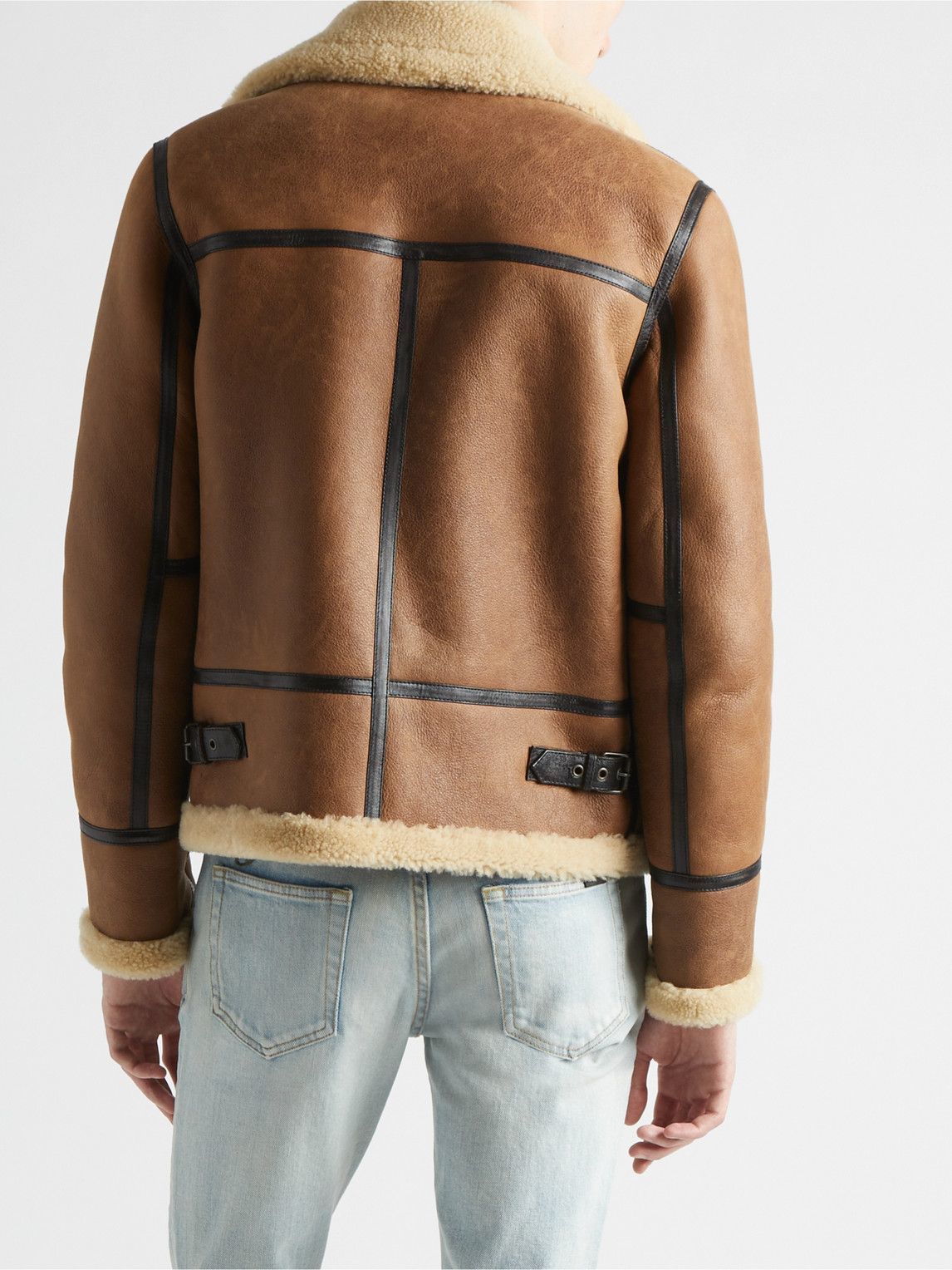 【関税&送料込】Saint Laurent Vintage Leather And Shearling SAINT LAURENT Shearling jacket | NET-A-PORTER