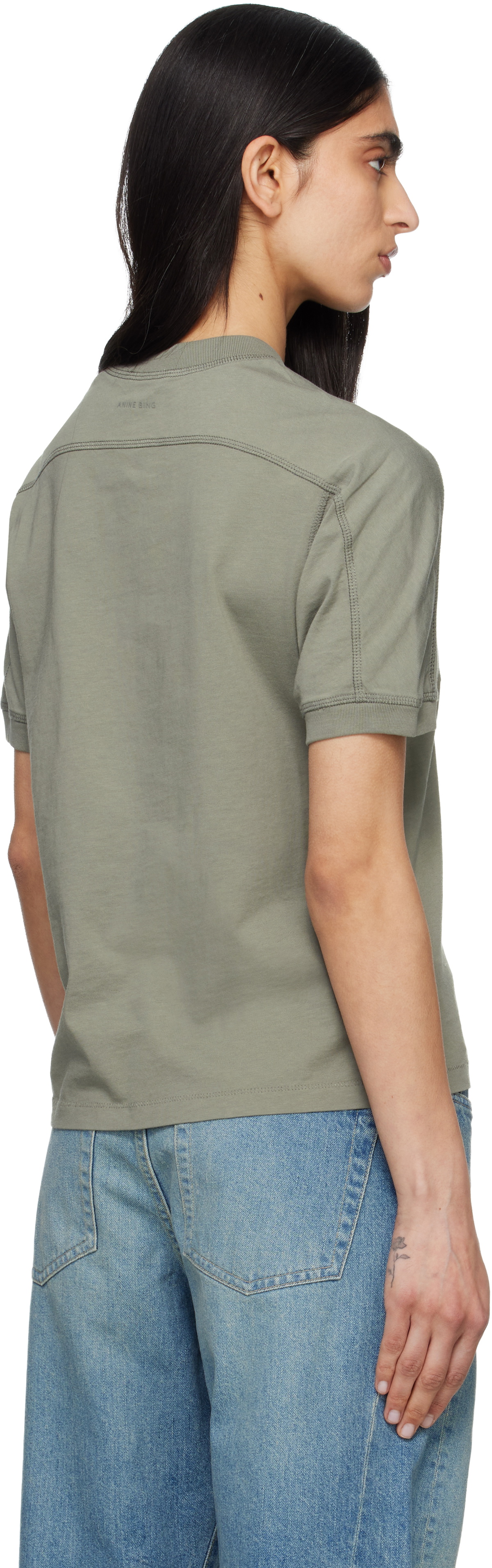 ANINE BING Khaki Jaylin Collegiate T-shirt
