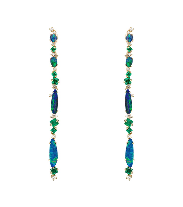 Photo: Suzanne Kalan 18kt gold drop earrings with gemstones