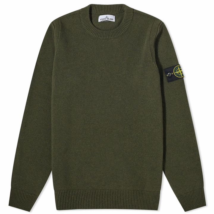 Photo: Stone Island Men's Reverse Seam Lambswool Crew Knit in Olive