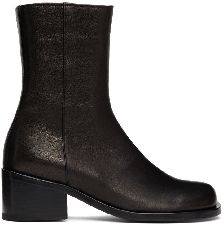 Photo: AMOMENTO Black Leather Ankle Boots