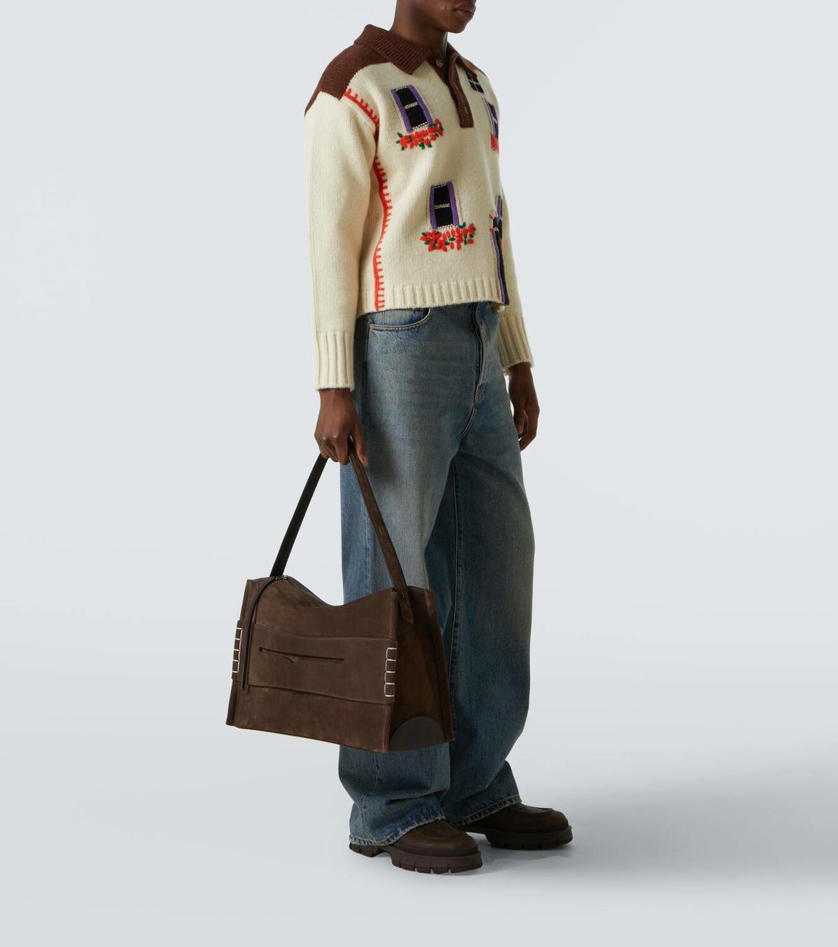 JW Anderson Loafer Large suede shoulder bag