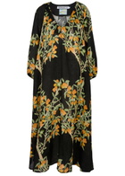 Bernadette Georgette Floral-print Linen Maxi Dress Black