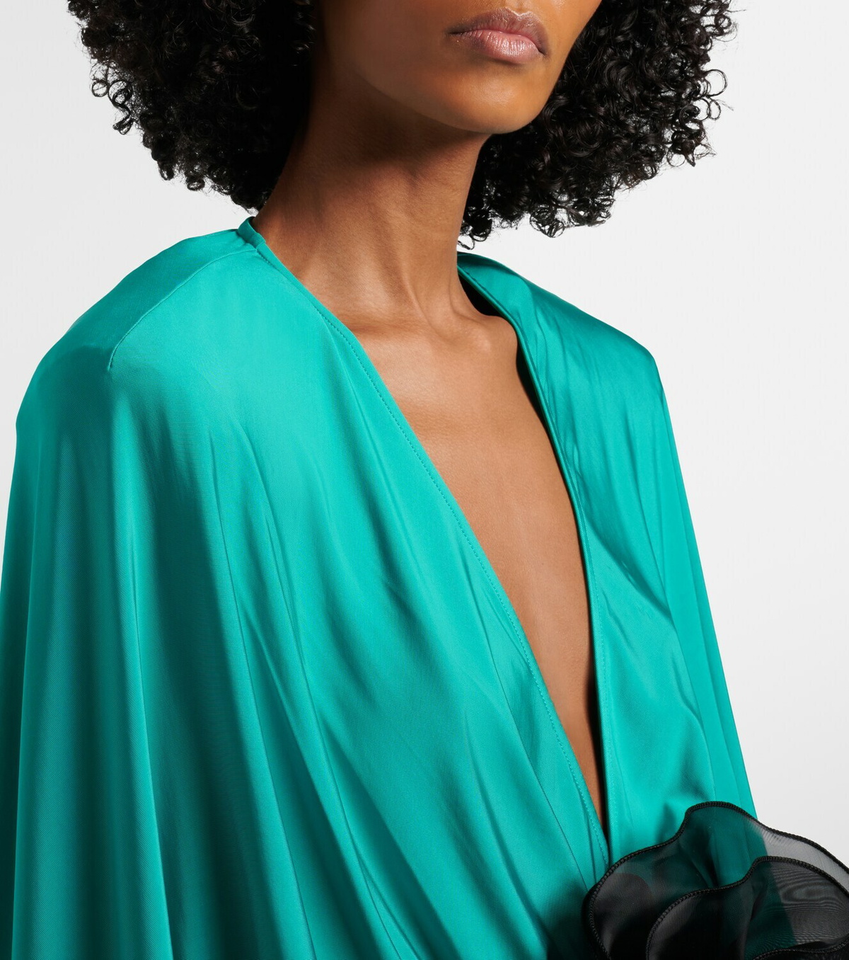 Jacques Wei Floral-appliqué jersey maxi dress