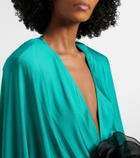 Jacques Wei Floral-appliqué jersey maxi dress