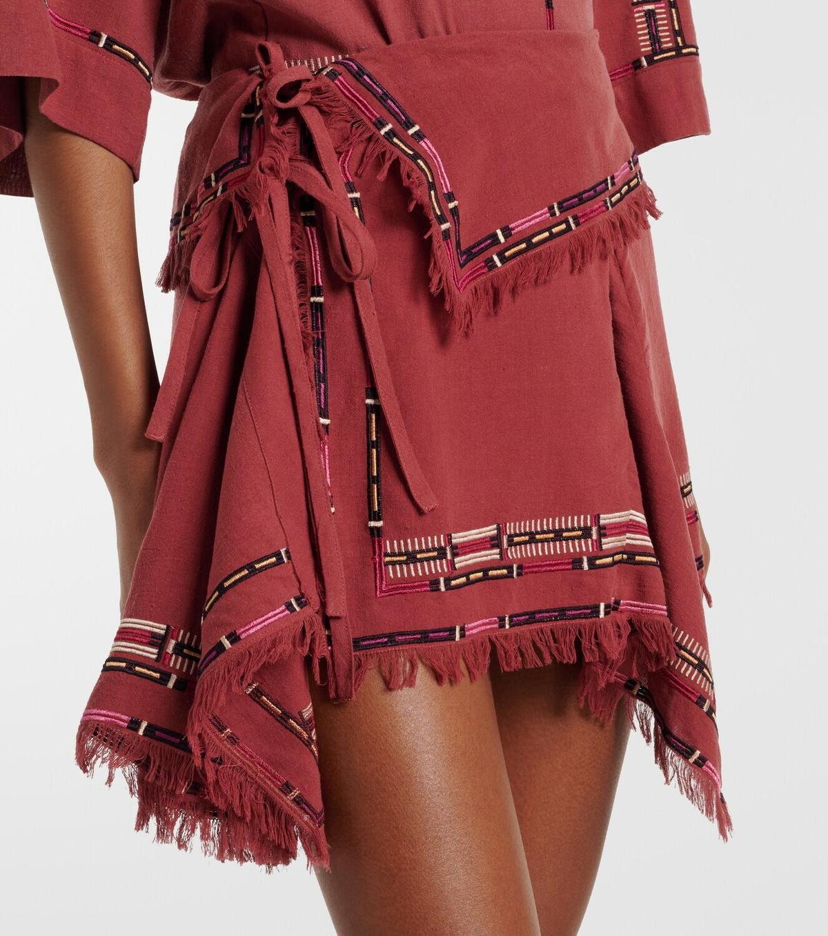 Isabel Marant Feriel embroidered silk wrap miniskirt