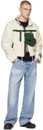 Reese Cooper SSENSE Exclusive Off-White & Green Cropped Fleece Jacket