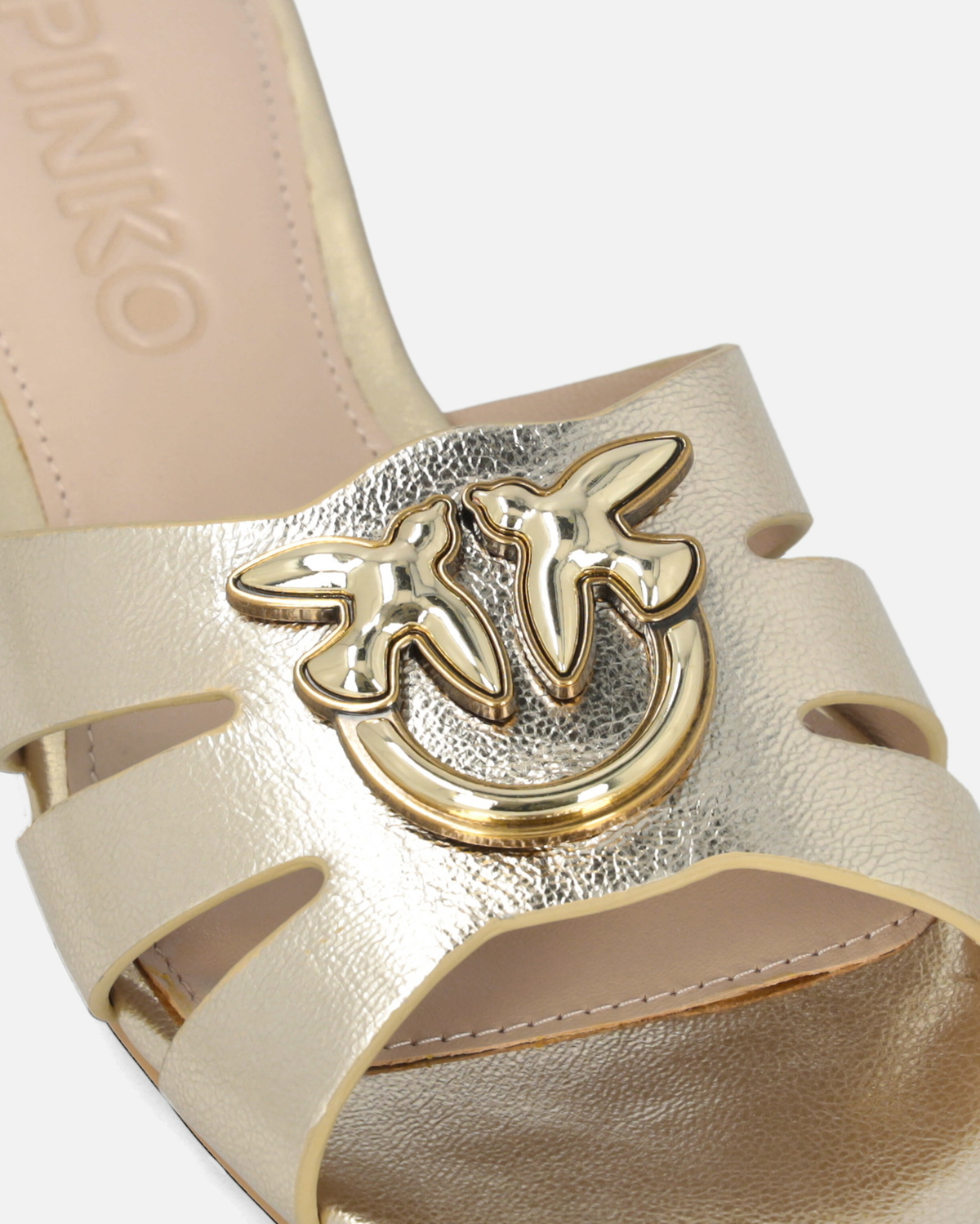 Pinko Open Slip Ons In Laminated Nappa Leather Platinum