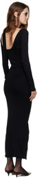 Jean Paul Gaultier Black Ribbed Twisted Double Layer Piercing Midi Dress