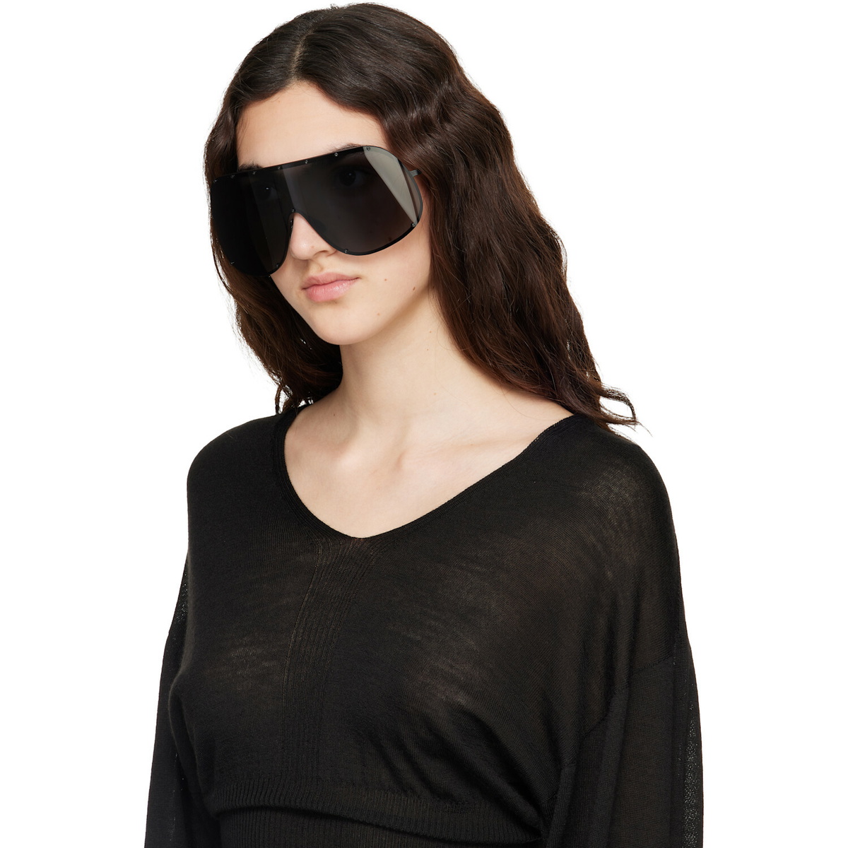 Rick Owens Black Shield Sunglasses
