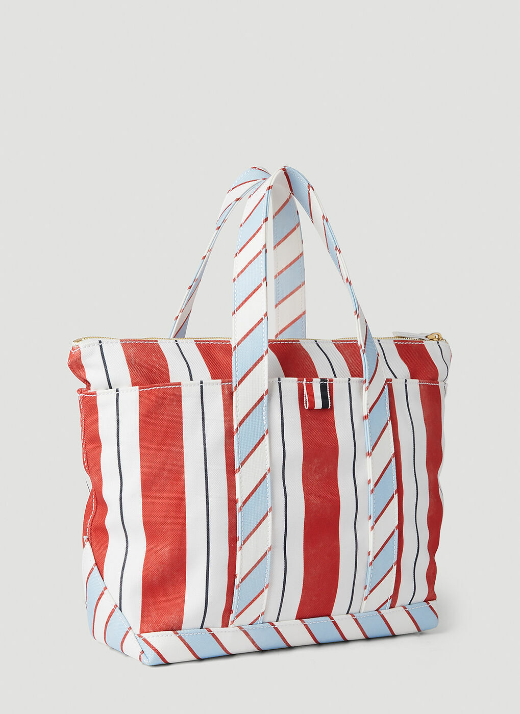 【Thom Browne】Washed Striped Canvas Small Tool Tote Bag Red Thom Browne - Striped Tool Tote Bag in Red Thom Browne