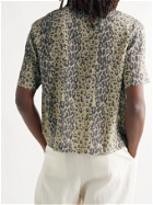 Deveaux - Resort Camp-Collar Leopard-Print Silk Shirt - Brown