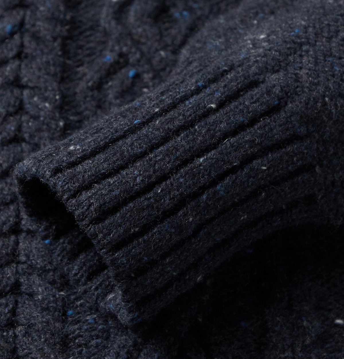 Inis Meáin - Flecked Cable-Knit Merino Wool and Cashmere-Blend Aran Sweater  - Blue Inis Meáin