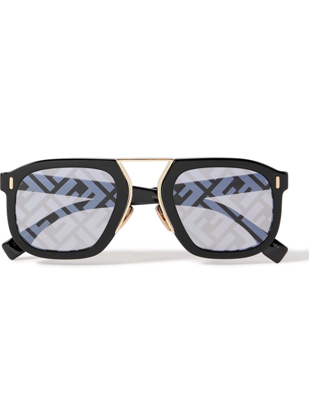 Photo: FENDI - Square-Frame Acetate and Silver-Tone Sunglasses - Black