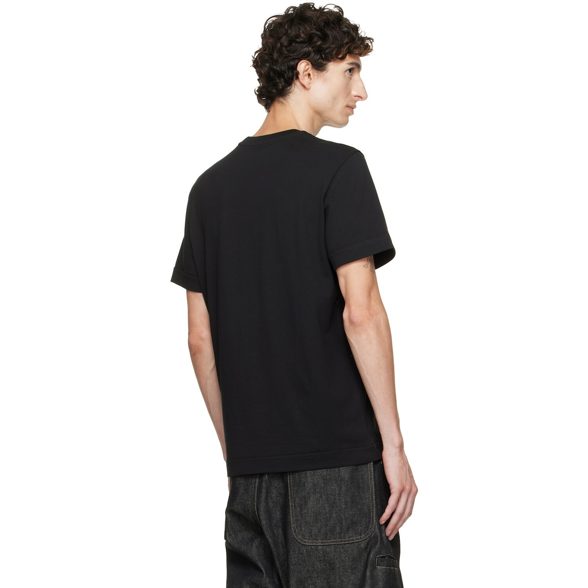 Moncler Black Double Leather Logo Cotton T-shirt