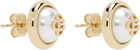 Casablanca Gold & White Faux-Pearl Logo Stud Earrings