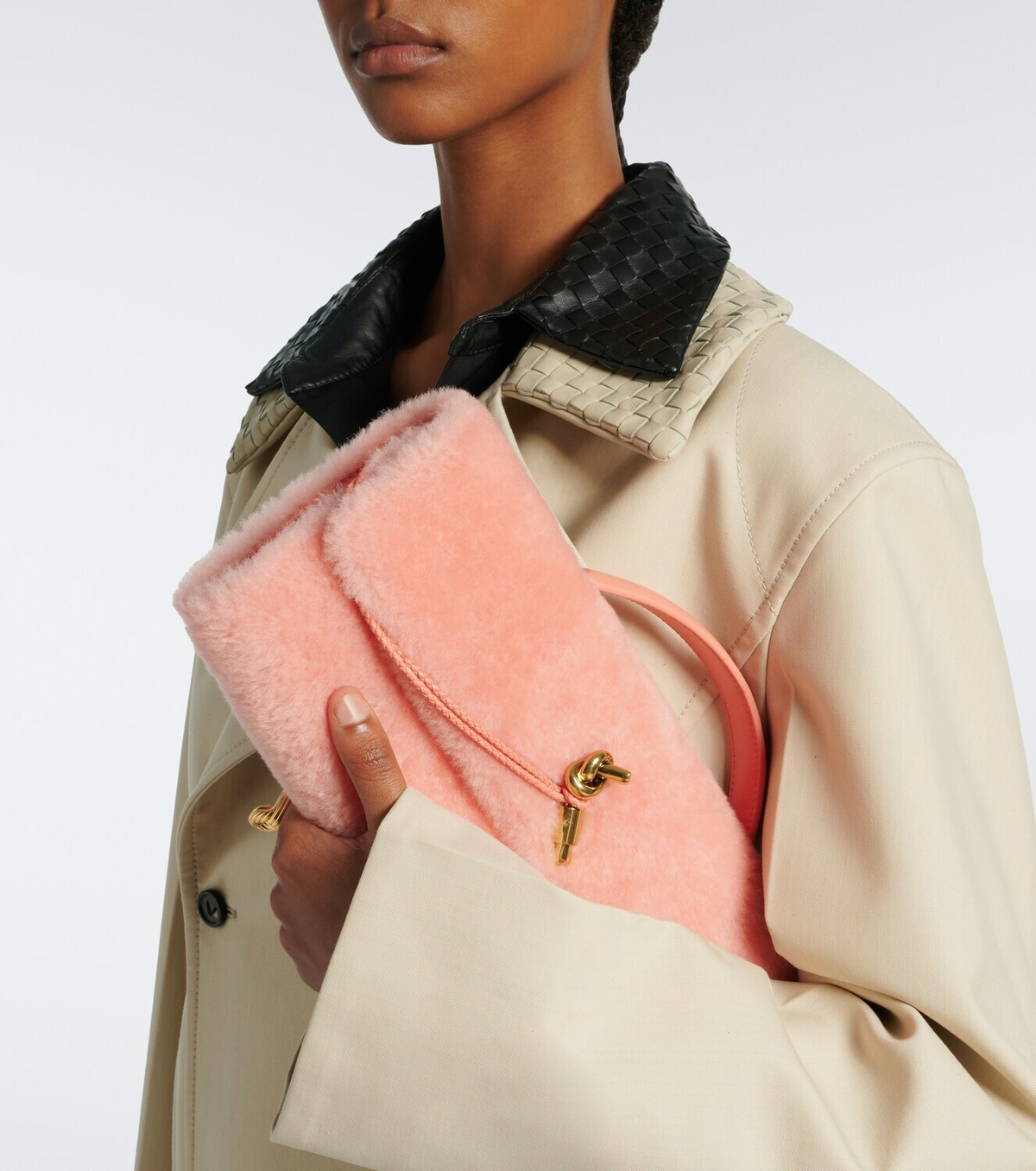 Bottega Veneta Andiamo shearling clutch