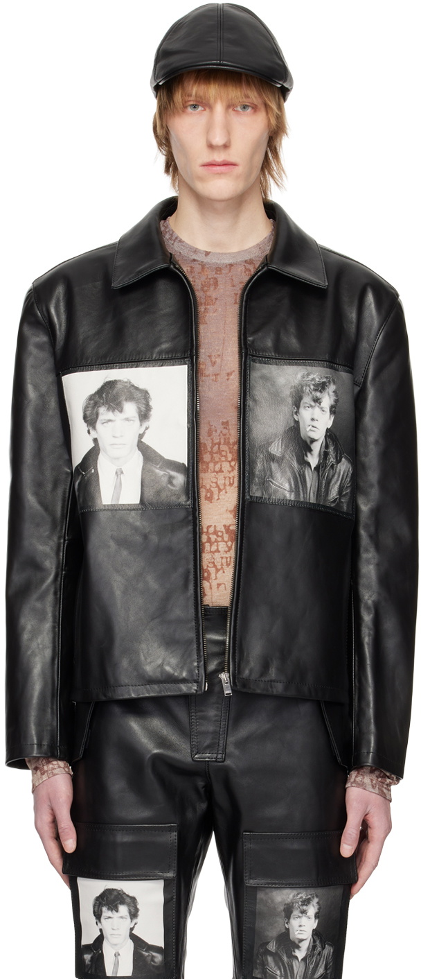 MISBHV Bandit Embossed Monogram Leather Jacket - Black - 231M409