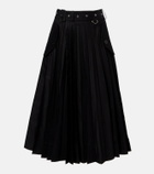 Sacai Belted cotton-blend gabardine midi skirt