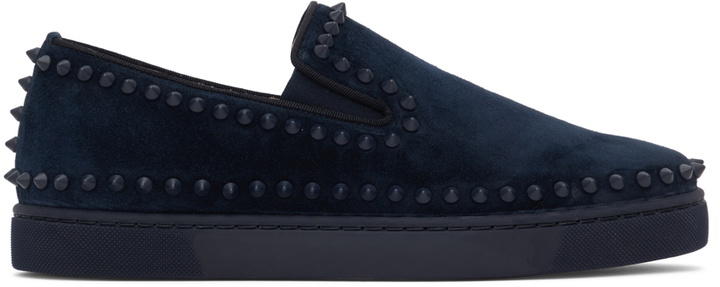 Photo: Christian Louboutin Navy Pik Boat Mens Flat Sneakers