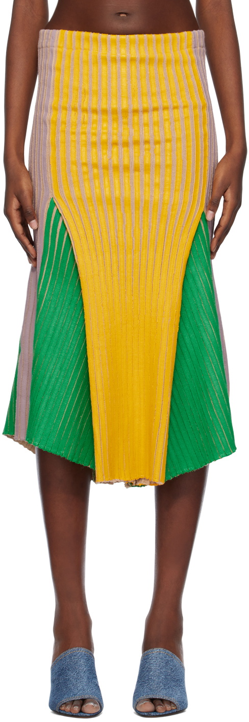 Stanley Raffington SSENSE Exclusive Green & Yellow Midi Skirt