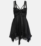 Versace - Lace-trimmed satin minidress