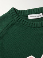 Pop Trading Company - Arch Logo-Appliquéd Ribbed Cotton Sweater - Green