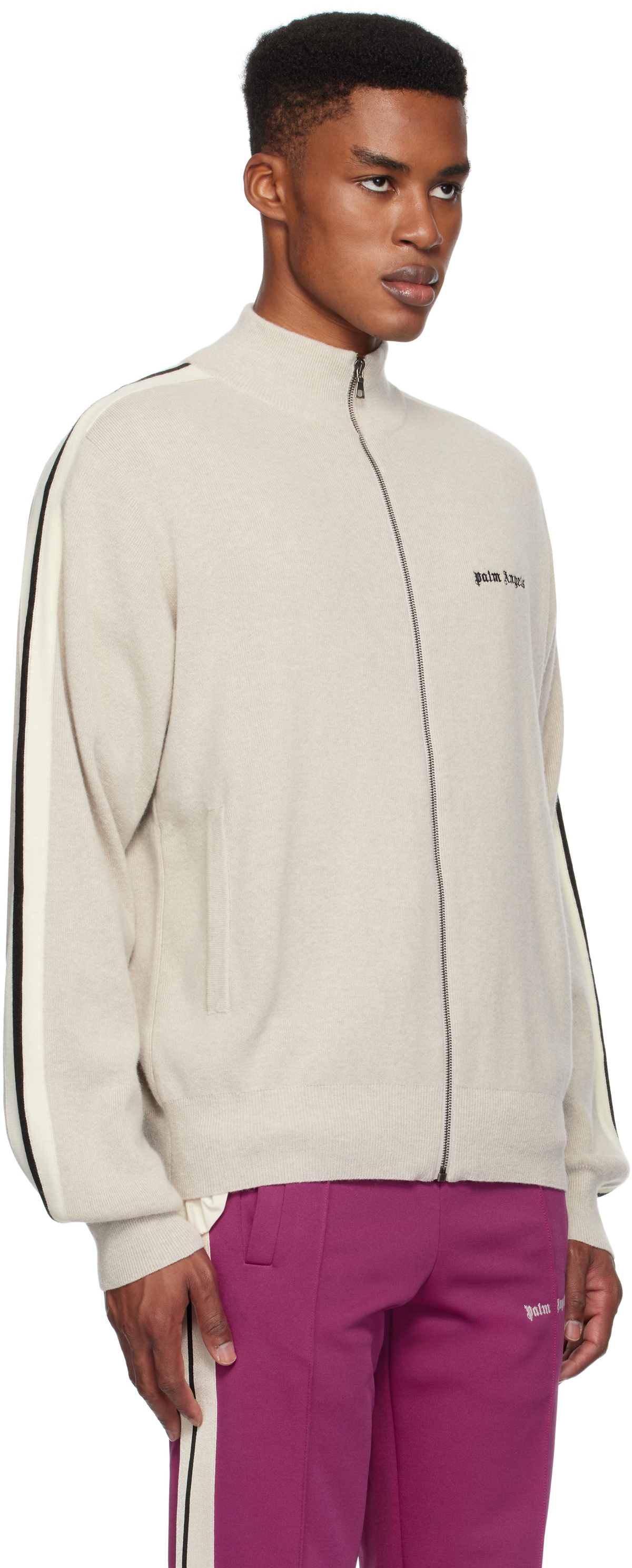 Palm Angels Beige Wool & Cashmere Track Jacket Palm Angels