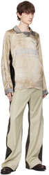 Serapis Beige & Khaki Wool Split Trousers